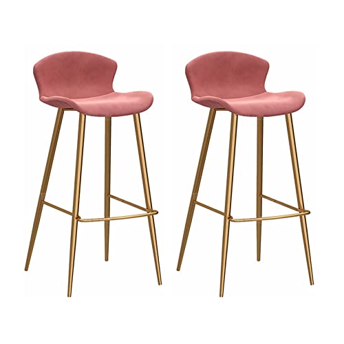 Guyifuny Barhocker, 2er-Set, Samtstoff, gepolsterte Sitzfläche mit Rückenlehne und stilvoller Goldener Fußstütze, Theken-Frühstücks-/Küchenhocker, rosa Kissen, 65 cm Sitzhöhe Guyifuny Barhocker, 2er-Set, Samtstoff, gepolsterte Sitzfläche mit Rückenlehne und stilvoller Goldener Fußstütze, Theken-Frühstücks-/Küchenhocker, rosa Kissen, 65 cm Sitzhöhe von Guyifuny