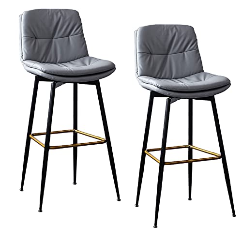 Guyifuny Barhocker, 2er-Set, hochwertiger Barhocker mit PU-Lederpolster und Rückenlehne, Schwarze Metallbeine für Kücheninsel, Bar, Pub, Grau, 73 cm Sitzhöhe Guyifuny Barhocker, 2er-Set, hochwertiger Barhocker mit PU-Lederpolster und Rückenlehne, Schwarze Metallbeine für Kücheninsel, Bar, Pub, Grau, 73 cm Sitzhöhe von Guyifuny