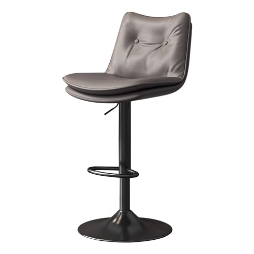 Guyifuny Barhocker 2er-Set, Moderne, höhenverstellbare Barhocker aus PU-Leder, 360°-Drehstühle mit Rückenlehne und Fußstütze für Kücheninsel, Café, Pub, Bartheke, Hellgrau von Guyifuny