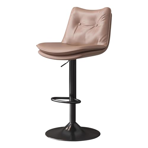 Guyifuny Barhocker 2er-Set, Moderne höhenverstellbare Barhocker aus PU-Leder, 360°-Drehstühle mit Rückenlehne und Fußstütze für Kücheninsel, Café, Pub, Bartheke, Hellbraun von Guyifuny