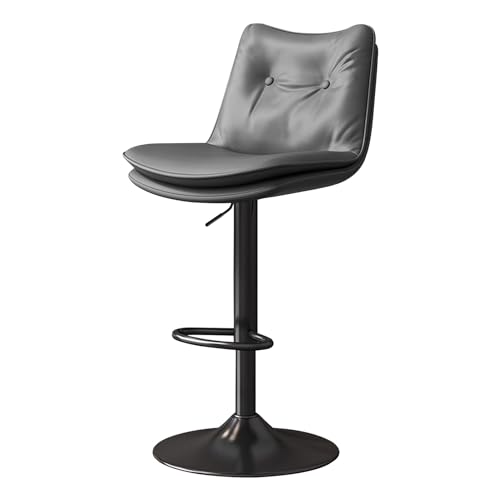 Guyifuny Barhocker 2er-Set, Moderne höhenverstellbare Thekenhocker aus PU-Leder, 360°-Drehstühle mit Rückenlehne und Fußstütze für Kücheninsel, Café, Pub, Bartheke, Dunkelgrau von Guyifuny
