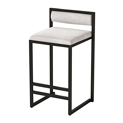 Guyifuny Barhocker-Set, 1/2er-Set, mit Samt gepolsterte Barhocker mit schwarzen Rückenlehnenbeinen, Stuhl in Küchenthekenhöhe für Kücheninsel, Pub, Esszimmer, Café, weißes Set mit 1,75 cm von Guyifuny