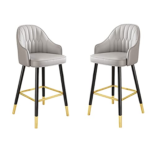 Guyifuny Barhocker-Set mit 2 PU-gepolsterter Sitzfläche mit Rückenlehne und Armlehne, Schwarze Metallbeine, Küchen-Frühstücksstuhl, Theke, hoher Stuhl für Pub und Zuhause, graues Kissen, 65 cm Sitzhö Guyifuny Barhocker-Set mit 2 PU-gepolsterter Sitzfläche mit Rückenlehne und Armlehne, Schwarze Metallbeine, Küchen-Frühstücksstuhl, Theke, hoher Stuhl für Pub und Zuhause, graues Kissen, 65 cm Sitzhö von Guyifuny