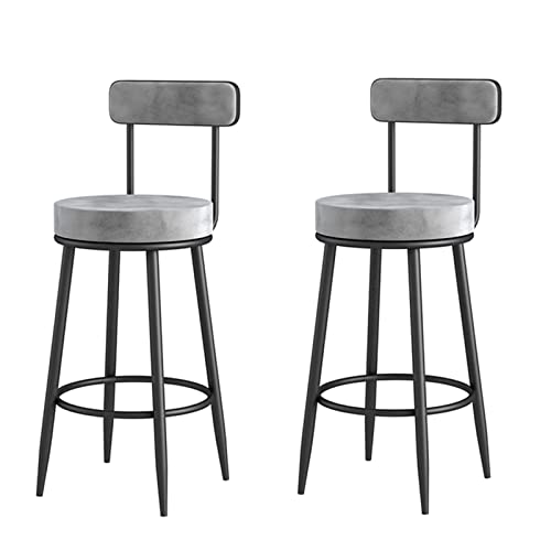 Guyifuny Barhocker-Set mit 2 Stück, Samtpolstersitz mit Rückenlehne, Metallbeine, Theke, Frühstücksküchenhocker, Inselstuhl, Schwarz, 65 cm Sitzhöhe von Guyifuny