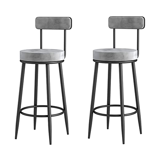 Guyifuny Barhocker-Set mit 2 Stück, Samtpolstersitz mit Rückenlehne, Metallbeine, Theke, Frühstücksküchenhocker, Inselstuhl, Schwarz, 75 cm Sitzhöhe von Guyifuny