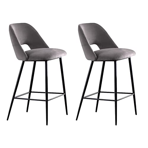 Guyifuny Barhocker-Set mit 2 samtgepolsterten Frühstücksstühlen mit Rückenlehne, Insel-Thekenhocker für die Bar in der Küche zu Hause, graues Kissen, Guyifuny Barhocker-Set mit 2 samtgepolsterten Frühstücksstühlen mit Rückenlehne, Insel-Thekenhocker für die Bar in der Küche zu Hause, graues Kissen, von Guyifuny