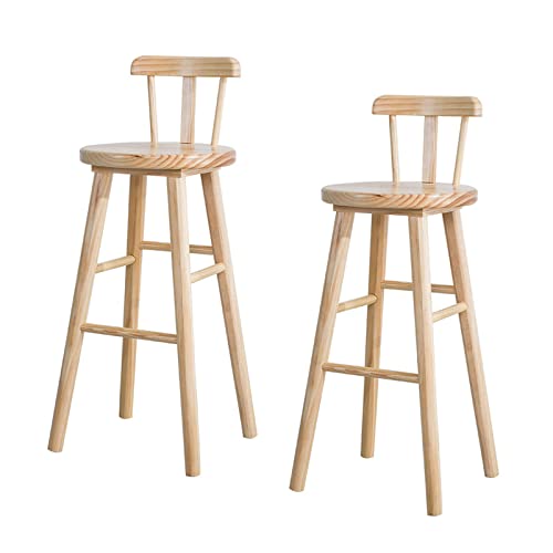 Guyifuny Barhocker aus Holz mit Rückenlehne, Thekenhöhe, Barhocker aus Holz, braun, Frühstücks- und Esszimmerstühle für Café, Bistro, Zuhause, 2 Stück, 65 cm Sitzhöhe von Guyifuny