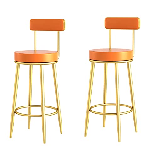 Guyifuny Barhocker aus Kunstleder, 2er-Set, gepolsterter Sitz, Frühstücksstuhl, 65/75 cm Sitzhöhe, für Bistro, Esszimmer, Kücheninsel, Gold + Orange, 75 cm Sitzhöhe Guyifuny Barhocker aus Kunstleder, 2er-Set, gepolsterter Sitz, Frühstücksstuhl, 65/75 cm Sitzhöhe, für Bistro, Esszimmer, Kücheninsel, Gold + Orange, 75 cm Sitzhöhe von Guyifuny