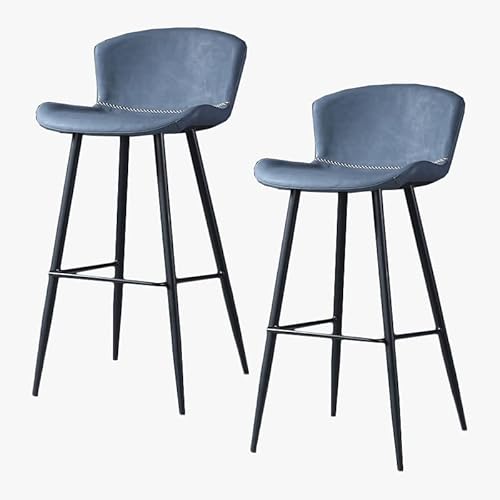 Guyifuny Barhocker aus Kunstleder, 2er-Set, klassischer Retro-Frühstücks-/Esszimmerstuhl, Küchenhocker mit Fester Höhe, Metallrahmen und Fußstütze, blaues Kissen, 65 cm Sitzhöhe Guyifuny Barhocker aus Kunstleder, 2er-Set, klassischer Retro-Frühstücks-/Esszimmerstuhl, Küchenhocker mit Fester Höhe, Metallrahmen und Fußstütze, blaues Kissen, 65 cm Sitzhöhe von Guyifuny