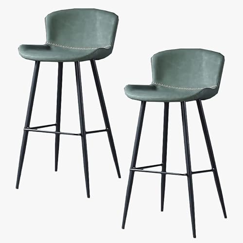 Guyifuny Barhocker aus Kunstleder, 2er-Set, klassischer Retro-Frühstücks-/Esszimmerstuhl, Küchenhocker mit Fester Höhe, Metallrahmen und Fußstütze, grünes Kissen, 75 cm Sitzhöhe Guyifuny Barhocker aus Kunstleder, 2er-Set, klassischer Retro-Frühstücks-/Esszimmerstuhl, Küchenhocker mit Fester Höhe, Metallrahmen und Fußstütze, grünes Kissen, 75 cm Sitzhöhe von Guyifuny