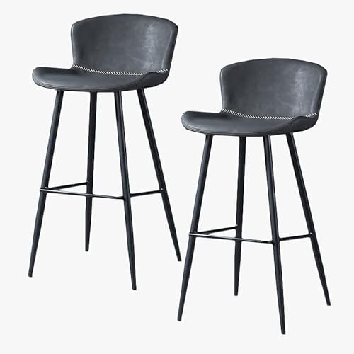 Guyifuny Barhocker aus Kunstleder, 2er-Set, klassischer Retro-Frühstücks-/Esszimmerstuhl, Küchenhocker mit Fester Höhe, Metallrahmen und Fußstütze, schwarzes Kissen, 65 cm Sitzhöhe Guyifuny Barhocker aus Kunstleder, 2er-Set, klassischer Retro-Frühstücks-/Esszimmerstuhl, Küchenhocker mit Fester Höhe, Metallrahmen und Fußstütze, schwarzes Kissen, 65 cm Sitzhöhe von Guyifuny
