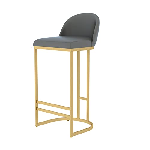 Guyifuny Barhocker aus Kunstleder, Frühstücksstuhl ohne Armlehnen, 2er-Set, Schlichtes Design, gepolsterter Thekenhocker mit Fußstützen für die Kücheninsel zu Hause, Gold, 65 cm Sitzhöhe von Guyifuny