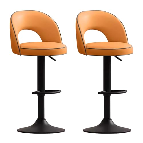Guyifuny Barhocker aus PU-Leder, 2er-Set mit Thekenhöhe und Fußstütze, Verstellbarer, drehbarer Küchenfrühstücksstuhl mit Metallbeinen, für die Küchentheke der Inselkneipe,Orange Guyifuny Barhocker aus PU-Leder, 2er-Set mit Thekenhöhe und Fußstütze, Verstellbarer, drehbarer Küchenfrühstücksstuhl mit Metallbeinen, für die Küchentheke der Inselkneipe,Orange von Guyifuny
