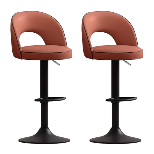 Guyifuny Barhocker aus PU-Leder, 2er-Set mit Thekenhöhe und Fußstütze, Verstellbarer, drehbarer Küchenfrühstücksstuhl mit Metallbeinen, für die Küchentheke in der Inselkneipe, Braun von Guyifuny