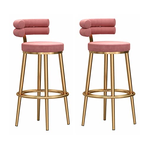 Guyifuny Barhocker aus Samt, 2er-Set, 65/75 cm, modern gepolstert, Thekenhöhe, stilvoller Esszimmerstuhl mit Rückenlehne für Frühstück, Kücheninsel, Zuhause, Pub, rosa Kissen, 75 cm Sitzhöhe Guyifuny Barhocker aus Samt, 2er-Set, 65/75 cm, modern gepolstert, Thekenhöhe, stilvoller Esszimmerstuhl mit Rückenlehne für Frühstück, Kücheninsel, Zuhause, Pub, rosa Kissen, 75 cm Sitzhöhe von Guyifuny