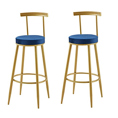 Guyifuny Barhocker aus Samt, Frühstücks- und Esszimmerstuhl, Thekenhocker, 2er-Set, Stühle mit Fester Höhe und Fußstütze für Frühstücksbar, Theke, Küche, EIN blaues Kissen, 75 cm Sitzhöhe Guyifuny Barhocker aus Samt, Frühstücks- und Esszimmerstuhl, Thekenhocker, 2er-Set, Stühle mit Fester Höhe und Fußstütze für Frühstücksbar, Theke, Küche, EIN blaues Kissen, 75 cm Sitzhöhe von Guyifuny