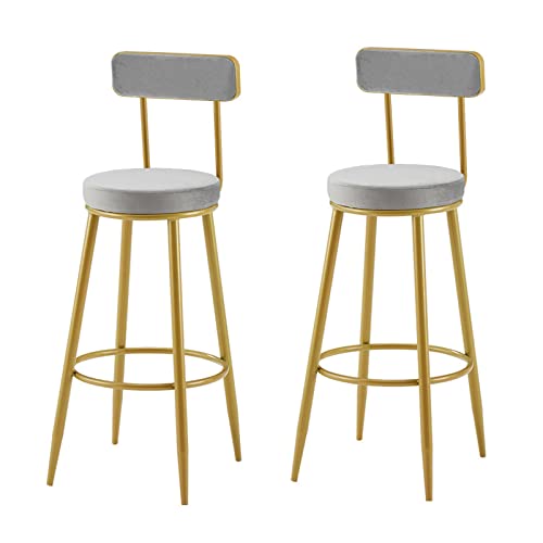 Guyifuny Barhocker aus Samt, Frühstücks- und Esszimmerstuhl, Thekenhocker, 2er-Set, Stuhl mit Fester Höhe und Fußstütze für Frühstücksbar, Theke, Küche, B, graues Kissen, 75 cm Sitzhöhe Guyifuny Barhocker aus Samt, Frühstücks- und Esszimmerstuhl, Thekenhocker, 2er-Set, Stuhl mit Fester Höhe und Fußstütze für Frühstücksbar, Theke, Küche, B, graues Kissen, 75 cm Sitzhöhe von Guyifuny