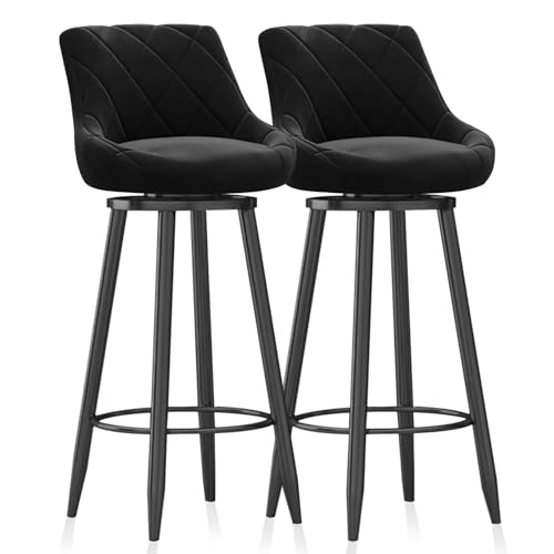 Guyifuny Barhocker für die Küche, 2er-Set, drehbare Barstühle aus Samt, Barhocker für die Theke mit schwarzer Rückenlehne und Fußstütze, weich gepolsterte Esszimmerstühle für die Hausbar, Bistro, Sch Guyifuny Barhocker für die Küche, 2er-Set, drehbare Barstühle aus Samt, Barhocker für die Theke mit schwarzer Rückenlehne und Fußstütze, weich gepolsterte Esszimmerstühle für die Hausbar, Bistro, Sch von Guyifuny