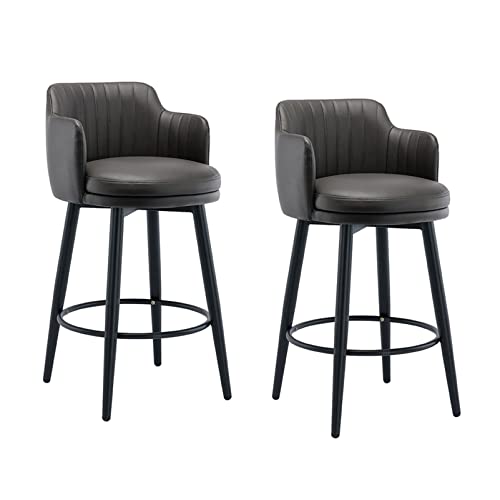 Guyifuny Barhocker in Thekenhöhe, 2er-Set, 360°-Drehhocker, hochwertiger Kunstlederstuhl mit Rückenlehne und Fußstütze für Küche, Bistro, Pub, Esszimmer, graues Kissen, 65 cm Sitzhöhe Guyifuny Barhocker in Thekenhöhe, 2er-Set, 360°-Drehhocker, hochwertiger Kunstlederstuhl mit Rückenlehne und Fußstütze für Küche, Bistro, Pub, Esszimmer, graues Kissen, 65 cm Sitzhöhe von Guyifuny