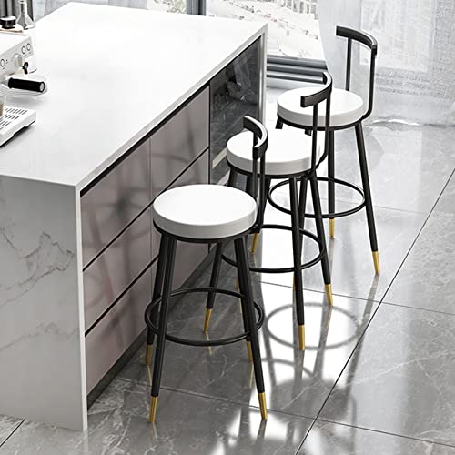 Guyifuny Barhocker in Thekenhöhe, 2er-Set, Frühstücksbarstühle aus Leder für Kücheninsel, Hocker aus der Mitte des Jahrhunderts, Tragkraft 150 kg, weißes Kissen, Sitzhöhe 65 cm Guyifuny Barhocker in Thekenhöhe, 2er-Set, Frühstücksbarstühle aus Leder für Kücheninsel, Hocker aus der Mitte des Jahrhunderts, Tragkraft 150 kg, weißes Kissen, Sitzhöhe 65 cm von Guyifuny