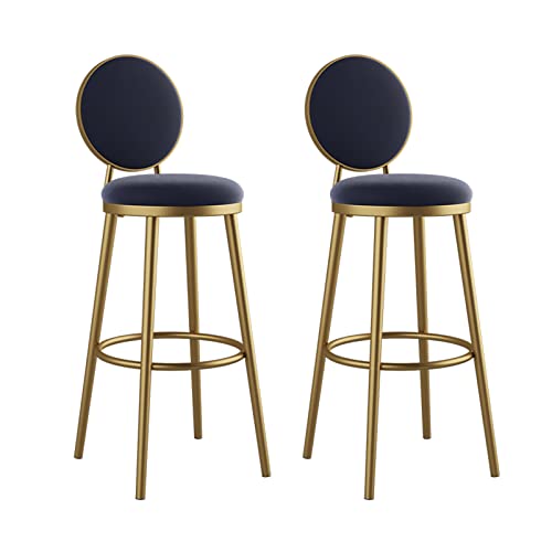 Guyifuny Barhocker in Thekenhöhe, 2er-Set, Samt-Thekenhocker mit Rückenlehne und Fußstütze, moderner gepolsterter Frühstücksstuhl für zu Hause, blaues Kissen, 75 cm Sitzhöhe Guyifuny Barhocker in Thekenhöhe, 2er-Set, Samt-Thekenhocker mit Rückenlehne und Fußstütze, moderner gepolsterter Frühstücksstuhl für zu Hause, blaues Kissen, 75 cm Sitzhöhe von Guyifuny