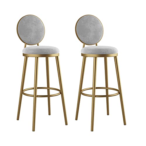 Guyifuny Barhocker in Thekenhöhe, 2er-Set, Samt-Thekenhocker mit Rückenlehne und Fußstütze, moderner gepolsterter Frühstücksstuhl für zu Hause, graues Kissen, 65 cm Sitzhöhe Guyifuny Barhocker in Thekenhöhe, 2er-Set, Samt-Thekenhocker mit Rückenlehne und Fußstütze, moderner gepolsterter Frühstücksstuhl für zu Hause, graues Kissen, 65 cm Sitzhöhe von Guyifuny