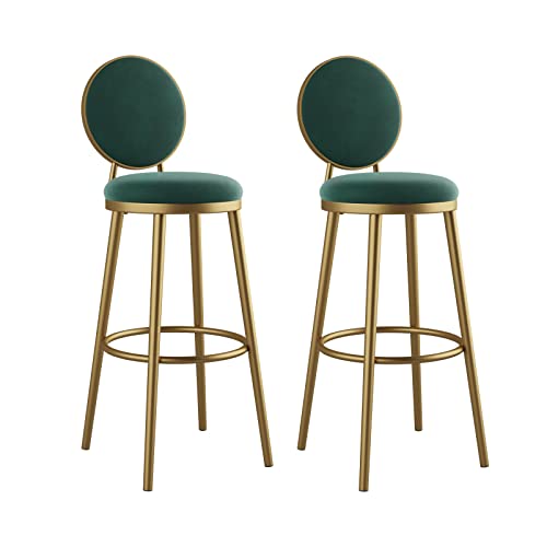 Guyifuny Barhocker in Thekenhöhe, 2er-Set, Samt-Thekenhocker mit Rückenlehne und Fußstütze, moderner gepolsterter Frühstücksstuhl für zu Hause, grünes Kissen, 75 cm Sitzhöhe Guyifuny Barhocker in Thekenhöhe, 2er-Set, Samt-Thekenhocker mit Rückenlehne und Fußstütze, moderner gepolsterter Frühstücksstuhl für zu Hause, grünes Kissen, 75 cm Sitzhöhe von Guyifuny