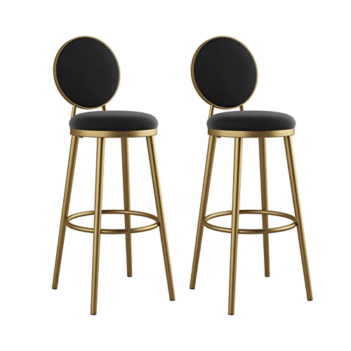 Guyifuny Barhocker in Thekenhöhe, 2er-Set, Samt-Thekenhocker mit Rückenlehne und Fußstütze, moderner gepolsterter Frühstücksstuhl für zu Hause, schwarzes Kissen, 75 cm Sitzhöhe Guyifuny Barhocker in Thekenhöhe, 2er-Set, Samt-Thekenhocker mit Rückenlehne und Fußstütze, moderner gepolsterter Frühstücksstuhl für zu Hause, schwarzes Kissen, 75 cm Sitzhöhe von Guyifuny