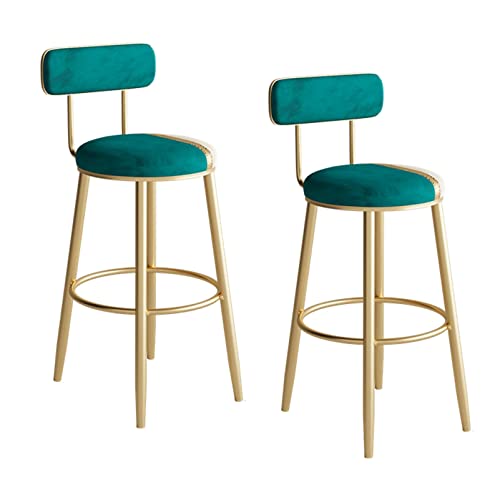 Guyifuny Barhocker in Thekenhöhe, 2er-Set, stilvoller, runder Esszimmerstuhl aus Samt im Colorblocking-Design mit Fußstütze, Metallbeine, Grün, 65 cm Sitzhöhe Guyifuny Barhocker in Thekenhöhe, 2er-Set, stilvoller, runder Esszimmerstuhl aus Samt im Colorblocking-Design mit Fußstütze, Metallbeine, Grün, 65 cm Sitzhöhe von Guyifuny