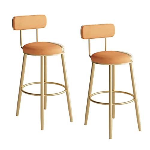 Guyifuny Barhocker in Thekenhöhe, 2er-Set, stilvoller, runder Esszimmerstuhl aus Samt im Colorblocking-Design mit Fußstütze, Metallbeinen, Orange, 75 cm Sitzhöhe Guyifuny Barhocker in Thekenhöhe, 2er-Set, stilvoller, runder Esszimmerstuhl aus Samt im Colorblocking-Design mit Fußstütze, Metallbeinen, Orange, 75 cm Sitzhöhe von Guyifuny