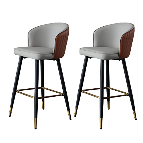 Guyifuny Barhocker in Thekenhöhe 65/75 cm, 2er-Set mit Rückenlehne für die Küchentheke, moderner gepolsterter Barhocker aus Kunstleder, Bauernhaus-Inselstuhl, Grau, 65 cm Sitzhöhe Guyifuny Barhocker in Thekenhöhe 65/75 cm, 2er-Set mit Rückenlehne für die Küchentheke, moderner gepolsterter Barhocker aus Kunstleder, Bauernhaus-Inselstuhl, Grau, 65 cm Sitzhöhe von Guyifuny