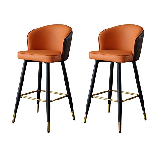 Guyifuny Barhocker in Thekenhöhe 65/75 cm, 2er-Set mit Rückenlehne für die Küchentheke, moderner gepolsterter Barhocker aus Kunstleder, Bauernhaus-Inselstuhl, Orange, 65 cm Sitzhöhe Guyifuny Barhocker in Thekenhöhe 65/75 cm, 2er-Set mit Rückenlehne für die Küchentheke, moderner gepolsterter Barhocker aus Kunstleder, Bauernhaus-Inselstuhl, Orange, 65 cm Sitzhöhe von Guyifuny