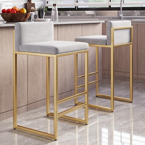Guyifuny Barhocker in Thekenhöhe aus Samt, 2er-Set, gepolsterte Barstühle mit Rückenlehne und Goldener Fußstütze, Hochstuhl für Esszimmer, Zuhause, Kücheninsel, Weiß, 75 cm Guyifuny Barhocker in Thekenhöhe aus Samt, 2er-Set, gepolsterte Barstühle mit Rückenlehne und Goldener Fußstütze, Hochstuhl für Esszimmer, Zuhause, Kücheninsel, Weiß, 75 cm von Guyifuny