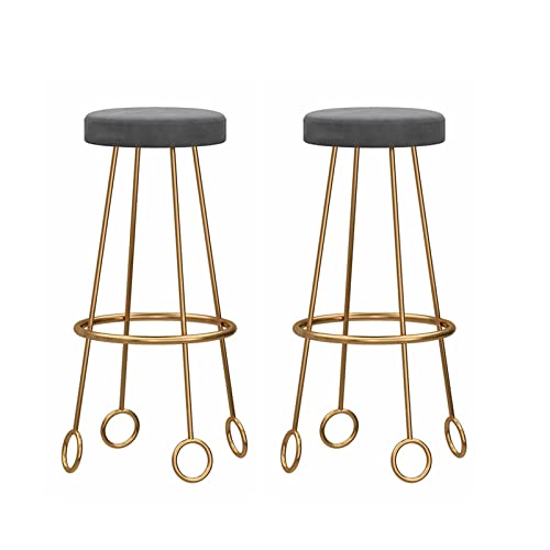 Guyifuny Barhocker in Thekenhöhe aus Samt mit gepolstertem, rückenfreiem Küchen-/Esszimmerstuhl mit dickem Kissen und Metallrahmen, 2er-Set, Grau, Guyifuny Barhocker in Thekenhöhe aus Samt mit gepolstertem, rückenfreiem Küchen-/Esszimmerstuhl mit dickem Kissen und Metallrahmen, 2er-Set, Grau, von Guyifuny