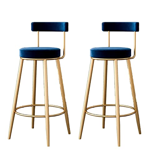 Guyifuny Barhocker in Thekenhöhe mit Rückenlehne, 2er-Set, Samtpolsterung, Armlehnen, robuster Barstuhl mit Metallrahmen für Kücheninsel, Esszimmer, Terrasse, Blau, 75 cm Sitzhöhe Guyifuny Barhocker in Thekenhöhe mit Rückenlehne, 2er-Set, Samtpolsterung, Armlehnen, robuster Barstuhl mit Metallrahmen für Kücheninsel, Esszimmer, Terrasse, Blau, 75 cm Sitzhöhe von Guyifuny