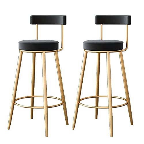 Guyifuny Barhocker in Thekenhöhe mit Rückenlehne, 2er-Set, Samtpolsterung, Armlehnen, robuster Barstuhl mit Metallrahmen für Kücheninsel, Esszimmer, Terrasse, Schwarz, 65 cm Sitzhöhe Guyifuny Barhocker in Thekenhöhe mit Rückenlehne, 2er-Set, Samtpolsterung, Armlehnen, robuster Barstuhl mit Metallrahmen für Kücheninsel, Esszimmer, Terrasse, Schwarz, 65 cm Sitzhöhe von Guyifuny