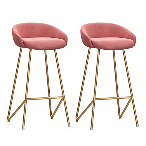 Guyifuny Barhocker in Thekenhöhe mit Rückenlehne und Goldener Fußstütze, 2er-Set, Samtsitz, moderner Theken-/Frühstücks-/Küchenstuhl, Pink Guyifuny Barhocker in Thekenhöhe mit Rückenlehne und Goldener Fußstütze, 2er-Set, Samtsitz, moderner Theken-/Frühstücks-/Küchenstuhl, Pink von Guyifuny