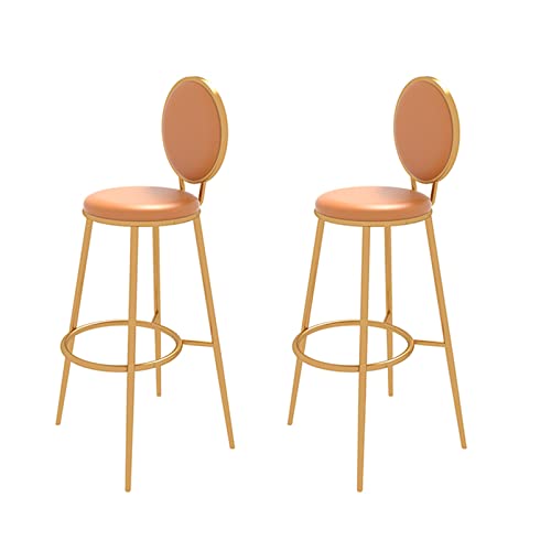 Guyifuny Barhocker mit PU-Polsterung, 2er-Set, Frühstücksstuhl im modernen Design, hochelastische Schwammfüllung, Küchenhocker in Thekenhöhe, orangefarbenes Kissen, 65 cm Sitzhöhe Guyifuny Barhocker mit PU-Polsterung, 2er-Set, Frühstücksstuhl im modernen Design, hochelastische Schwammfüllung, Küchenhocker in Thekenhöhe, orangefarbenes Kissen, 65 cm Sitzhöhe von Guyifuny