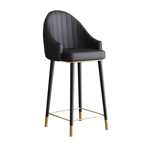 Guyifuny Barhocker mit Rückenlehne, drehbarer Barhocker aus Metall mit Rückenlehne aus PU-Leder, Kücheninselstühle für die Hausbar/das Esszimmer/das Café,Schwarz,65cm von Guyifuny
