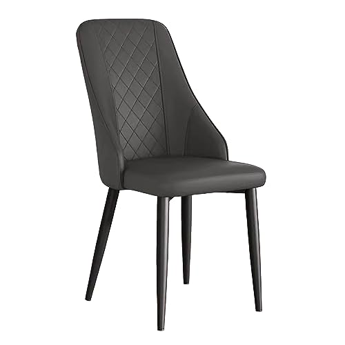 Guyifuny Bequeme Seitenstühle aus PU-Leder mit schwarzen Metallbeinen, gepolsterter Sitz, Küchenstuhl für Wohnzimmer, Restaurant, Dunkelgrau von Guyifuny