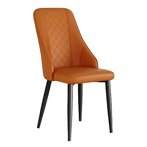 Guyifuny Bequeme Seitenstühle aus PU-Leder mit schwarzen Metallbeinen, gepolsterter Sitz, Küchenstuhl für Wohnzimmer, Restaurant, Orange von Guyifuny