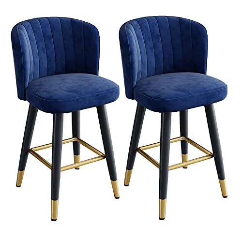 Guyifuny Drehbare Barhocker, Samthocker, 2er-Set, gepolsterter, getufteter Kücheninsel-Frühstücksstuhl mit Fußstütze für das Esszimmer im Pub-Stil, blaues Kissen, 75 cm Sitzhöhe Guyifuny Drehbare Barhocker, Samthocker, 2er-Set, gepolsterter, getufteter Kücheninsel-Frühstücksstuhl mit Fußstütze für das Esszimmer im Pub-Stil, blaues Kissen, 75 cm Sitzhöhe von Guyifuny