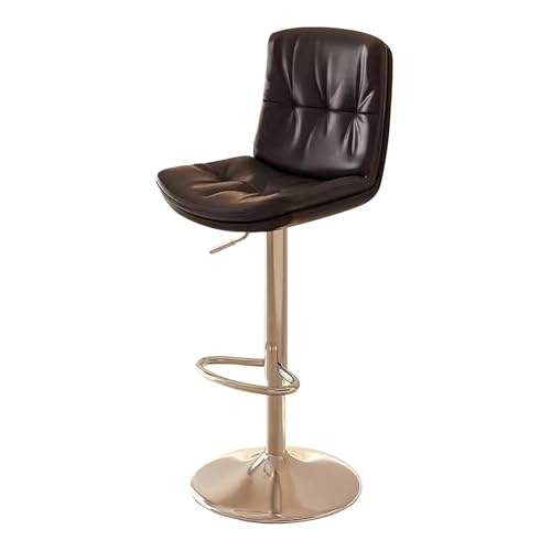 Guyifuny Drehbare Barhocker in Thekenhöhe mit Rückenlehne, Moderne, verstellbare, gepolsterte Kücheninselstühle mit Fußstütze für die Hausbar, Schwarz, Silberne Beine von Guyifuny