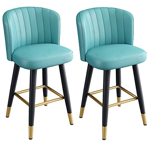 Guyifuny Drehbarer Küchenhocker, 2er-Set, hochwertiger, mit PU-Leder gepolsterter Inselhocker mit getufteter Rückenlehne für Pub, Home Bar, Esszimmer, graues Kissen, 75 cm Sitzhöhe von Guyifuny