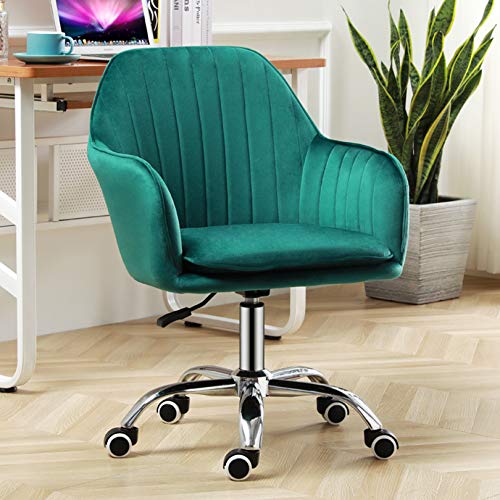 Guyifuny Drehstuhl mit mittelhoher Rückenlehne – ergonomischer Schreibtischstuhl mit weicher Samtpolsterung und Lendenwirbelstütze, höhenverstellbar, perfekt für das Home-Office oder das Esszimmer von Guyifuny
