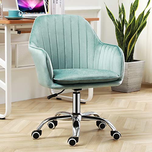 Guyifuny Drehstuhl mit mittelhoher Rückenlehne – ergonomischer Schreibtischstuhl mit weicher Samtpolsterung und Lendenwirbelstütze, höhenverstellbar, perfekt für das Home-Office oder das Esszimmer von Guyifuny