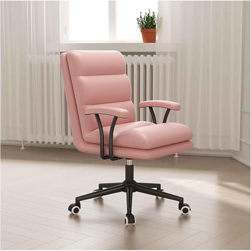 Guyifuny Ergonomischer Bürostuhl, mittelhoher Rückenlehne, Verstellbarer Drehstuhl, Computer-Arbeitsstuhl, PU-gepolsterter Chefschreibtischstuhl mit gepolsterten Armlehnen, rollbar, für zu Hause von Guyifuny