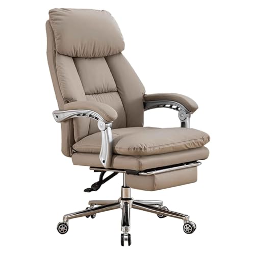 Guyifuny Ergonomischer Leder-Arbeitsstuhl mit 90°-170° Verstellbarer Rückenlehne und einziehbarer Fußstütze, perfekt für den Einsatz am Büroschreibtisch, Drehstuhl mit Rollstuhl für zu Hause von Guyifuny