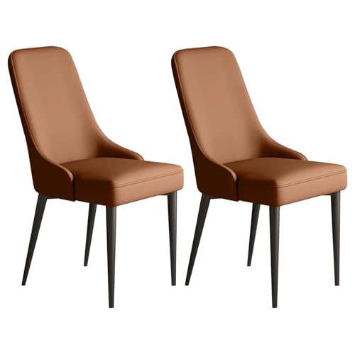 Guyifuny Esszimmerstühle, 2er-Set, mit Kunstleder bezogener, Dicker, gepolsterter Akzent-Seitenstuhl mit geschwungener Rückenlehne und Metallbeinen für das Wohnzimmer im Büro zu Hause, Dunkelbraun Guyifuny Esszimmerstühle, 2er-Set, mit Kunstleder bezogener, Dicker, gepolsterter Akzent-Seitenstuhl mit geschwungener Rückenlehne und Metallbeinen für das Wohnzimmer im Büro zu Hause, Dunkelbraun von Guyifuny