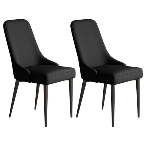 Guyifuny Esszimmerstühle, 2er-Set, mit Kunstleder bezogener, Dicker, gepolsterter Akzent-Seitenstuhl mit geschwungener Rückenlehne und Metallbeinen für das Wohnzimmerbüro zu Hause, Schwarz Guyifuny Esszimmerstühle, 2er-Set, mit Kunstleder bezogener, Dicker, gepolsterter Akzent-Seitenstuhl mit geschwungener Rückenlehne und Metallbeinen für das Wohnzimmerbüro zu Hause, Schwarz von Guyifuny